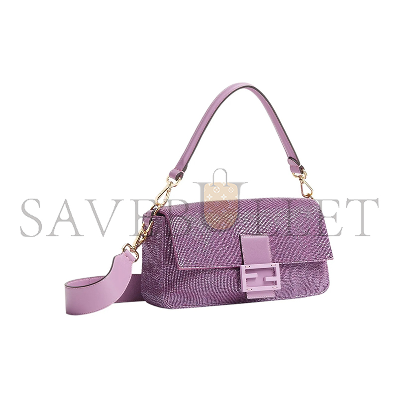 FENDI BEADED BAGUETTE PURPLE SHOULDER BAG 8BR600AM2LF1JCO (27*15*6m)